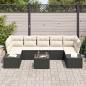 Preview: 8-teiliges Garten Sofa Set mit Kissen Schwarz Poly Rattan