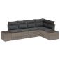 Preview: 5-teiliges Garten-Sofa-Set mit Kissen in Grau Poly Rattan