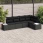Preview: ARDEBO.de - 5-teiliges Garten Sofa Set mit Kissen Schwarz Poly Rattan