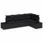 Preview: 5-teiliges Garten Sofa Set mit Kissen Schwarz Poly Rattan