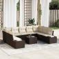 Preview: ARDEBO.de - Gartensofa-set 10 stk. Braun Poly-Rattan