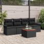 Preview: ARDEBO.de - 5-teiliges Garten Sofa Set mit Kissen Schwarz Poly Rattan Akazie