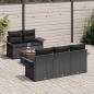 Preview: 6-teiliges Garten-Sofa-Set mit Polstern Schwarz Poly-Rattan Akazie