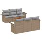 Preview: 7-teiliges Garten-Sofa-Set mit Kissen Beige Poly Rattan Acacia