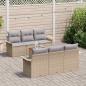 Preview: 7-teiliges Garten-Sofa-Set mit Kissen Beige Poly Rattan Acacia