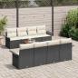 Preview: 9-teiliges Garten-Sofa-Set mit Kissen Schwarz Poly Rattan Akazie