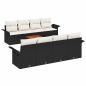 Preview: 9-teiliges Garten-Sofa-Set mit Kissen Schwarz Poly Rattan Akazie