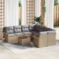 Preview: ARDEBO.de - 9-teiliges Garten-Sofa-Set mit Kissen Beige Poly-Rattan Akazie