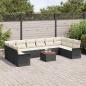Preview: 11-teiliges Gartensofa-Set mit Kissen in Schwarz und Creme