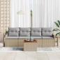 Preview: 5-teiliges Garten Sofaset mit Kissen Beiges Poly Rattan Akazie, 2-Sitzer Garten Sofa mit Kissen Beiges Poly Rattan