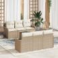 Preview: ARDEBO.de - 7-teiliges Garten-Sofa-Set mit Kissen Beige Poly Rattan Akazie, 2-Sitzer Garten-Sofa mit Kissen Beige Poly Rattan