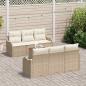 Preview: 7-teiliges Garten-Sofa-Set mit Kissen Beige Poly Rattan Akazie, 2-Sitzer Garten-Sofa mit Kissen Beige Poly Rattan