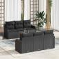 Preview: ARDEBO.de - 7-teiliges Garten Sofa Set mit Kissen Schwarzes Poly Rattan Akazie, 2-Sitzer Garten Sofa mit Kissen Schwarzes Poly Rattan