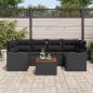 Preview: ARDEBO.de - 7-teiliges Garten Sofa Set mit Kissen Schwarz Poly Rattan Akazie, 2-Sitzer Garten Sofa mit Kissen Schwarz Poly Rattan