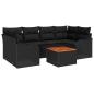 Preview: 7-teiliges Garten Sofa Set mit Kissen Schwarz Poly Rattan Akazie, 2-Sitzer Garten Sofa mit Kissen Schwarz Poly Rattan