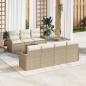 Preview: ARDEBO.de - 8-teiliges Garten Sofa Set mit Kissen Beige Poly Rattan Akazie, 2-Sitzer Garten Sofa mit Kissen Beige Poly Rattan