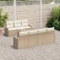 Preview: 8-teiliges Garten Sofa Set mit Kissen Beige Poly Rattan Akazie, 2-Sitzer Garten Sofa mit Kissen Beige Poly Rattan