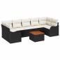 Preview: 8-teiliges Garten-Sofaset mit Kissen Schwarz Poly-Rattan Akazie, 2-Sitzer Gartensofa mit Kissen Schwarz Poly-Rattan