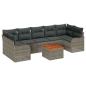 Preview: 8-teiliges Garten Sofa Set mit Kissen Grau Poly Rattan Akazie, 2-Sitzer Garten Sofa mit Kissen Grau Poly Rattan