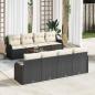 Preview: ARDEBO.de - 9-teiliges Garten Sofa Set mit Kissen Schwarz Poly Rattan Akazie, 2-Sitzer Garten Sofa mit Kissen Schwarz Poly Rattan