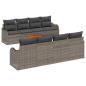Preview: 9-teiliges Garten Sofa Set mit Kissen Grau Poly Rattan Akazie, 2-Sitzer Garten Sofa mit Kissen Grau Poly Rattan