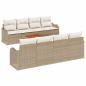 Preview: 9-teiliges Garten-Sofa-Set mit Kissen Beige Poly Rattan Akazie, 2-Sitzer Garten-Sofa mit Kissen Beige Poly Rattan