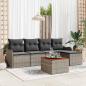 Preview: 6-teiliges Garten Sofa Set mit Kissen Grau Poly Rattan Akazie, 2-Sitzer Garten Sofa mit Kissen Grau Poly Rattan