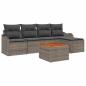 Preview: 6-teiliges Garten Sofa Set mit Kissen Grau Poly Rattan Akazie, 2-Sitzer Garten Sofa mit Kissen Grau Poly Rattan