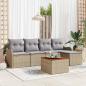 Preview: 6-teiliges Garten Sofa Set mit Kissen Beige Poly Rattan Akazie, 2-Sitzer Garten Sofa mit Kissen Beige Poly Rattan