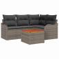 Preview: 5-teiliges Garten-Sofa-Set mit Kissen Grau Poly-Rattan Akazie, 2-Sitzer Garten-Sofa mit Kissen Grau Poly-Rattan