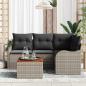 Preview: 5-teiliges Garten-Sofa-Set mit Kissen Grau Poly-Rattan Akazie, 2-Sitzer Garten-Sofa mit Kissen Grau Poly-Rattan