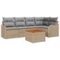 Preview: 6-teiliges Garten Sofaset mit Kissen Beige Poly Rattan Akazie, 2-Sitzer Garten Sofa mit Kissen Beige Poly Rattan
