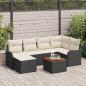 Preview: ARDEBO.de - 7-teiliges Garten Sofa Set mit Kissen Schwarz Poly Rattan Akazie, 2-Sitzer Garten Sofa mit Kissen Schwarz Poly Rattan
