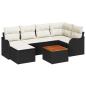 Preview: 7-teiliges Garten Sofa Set mit Kissen Schwarz Poly Rattan Akazie, 2-Sitzer Garten Sofa mit Kissen Schwarz Poly Rattan