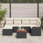 Preview: 7-teiliges Garten Sofa Set mit Kissen Schwarz Poly Rattan Akazie, 2-Sitzer Garten Sofa mit Kissen Schwarz Poly Rattan