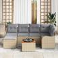 Preview: 7-teilige Garten Sofa Set mit Kissen Beige Poly Rattan Akazie, 2-Sitzer Garten Sofa mit Kissen Beige Poly Rattan