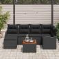 Preview: 7-teilige Garten Sofa Set mit Kissen Schwarz Poly Rattan Akazie, 2-Sitzer Garten Sofa mit Kissen Schwarz Poly Rattan