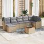Preview: ARDEBO.de - 8-teiliges Garten-Sofa-Set mit Kissen Beige Poly Rattan Akazie, 2-Sitzer Garten-Sofa mit Kissen Beige Poly Rattan