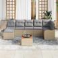 Preview: 8-teiliges Garten-Sofa-Set mit Kissen Beige Poly Rattan Akazie, 2-Sitzer Garten-Sofa mit Kissen Beige Poly Rattan