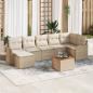 Preview: ARDEBO.de - 8-teiliges Garten Sofa Set mit Kissen Beige Poly Rattan Akazie, 2-Sitzer Garten Sofa mit Kissen Beige Poly Rattan