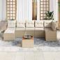 Preview: 8-teiliges Garten Sofa Set mit Kissen Beige Poly Rattan Akazie, 2-Sitzer Garten Sofa mit Kissen Beige Poly Rattan