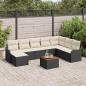 Preview: ARDEBO.de - 9-teiliges Garten Sofa Set mit Kissen Schwarz Poly Rattan Akazie, 2-Sitzer Garten Sofa mit Kissen Schwarz Poly Rattan