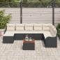 Preview: 9-teiliges Garten Sofa Set mit Kissen Schwarz Poly Rattan Akazie, 2-Sitzer Garten Sofa mit Kissen Schwarz Poly Rattan