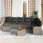 Preview: 9-teiliges Garten Sofa Set mit Kissen Grau Poly Rattan Akazie, 2-Sitzer Garten Sofa mit Kissen Grau Poly Rattan