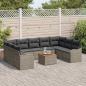Preview: 10-teiliges Garten Sofa Set mit Kissen Grau Poly-Rattan Akazie, 2-Sitzer Garten Sofa mit Kissen Grau Poly-Rattan