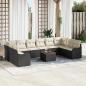 Preview: ARDEBO.de - 11-teilige Garten Sofa Set mit Kissen Schwarz Poly Rattan Akazie, 2-Sitzer Garten Sofa mit Kissen Schwarz Poly Rattan