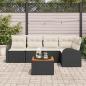 Preview: 6-teiliges Garten Sofa Set mit Kissen in Schwarz, Poly Rattan, Akazie