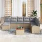 Preview: 9-teiliges Garten Sofa Set mit Kissen Beige Poly Rattan Akazie