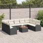Preview: ARDEBO.de - 10-teiliges Garten-Sofaset mit Kissen Schwarz Poly-Rattan Akazie