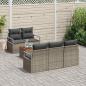 Preview: 6-teiliges Garten Sofa Set mit Kissen Grau Poly Rattan Akazie, 2-Sitzer Garten Sofa mit Kissen Grau Poly Rattan